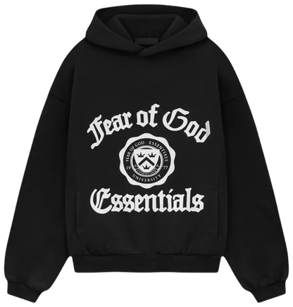 Fear of God Essentials Fleece Vintage Shrunken Hoodie 'Black